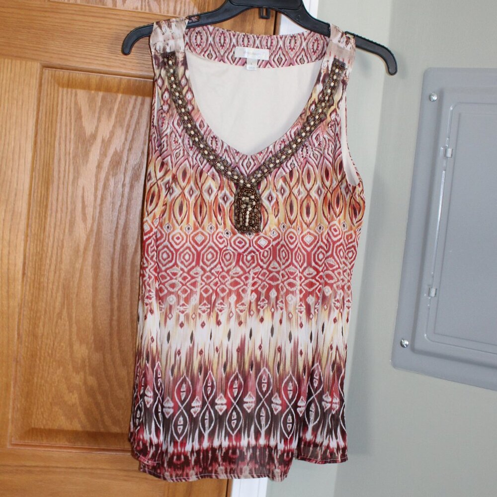Dress Barn Women's Large Beaded Boho Style Tank Top